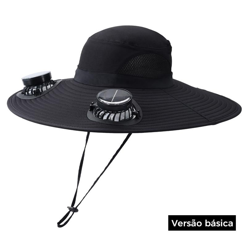 Chapéu com ventilador duplo solar, carregamento USB e proteção UV da Vapto